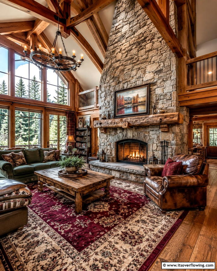 Rustic Stone FireplaceOne - 25 Cozy Living Room Fireplace Ideas for Warmth