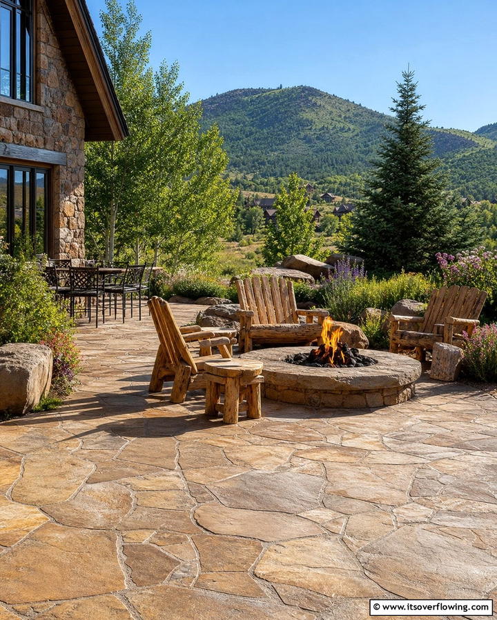 Rustic Stone Look Stamped Concrete Patio - 25 Stamped Concrete Patio With Fire Pit Ideas