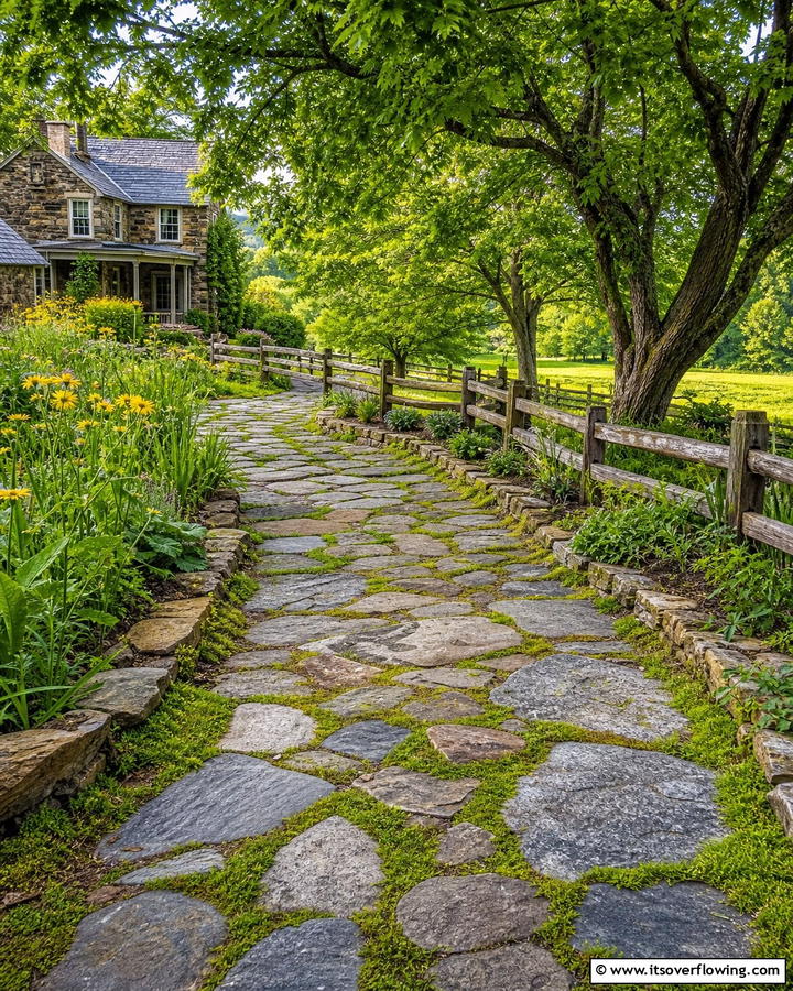 Rustic Stone Pathway - 20 Farmhouse Walkway Ideas for a Rustic Charm