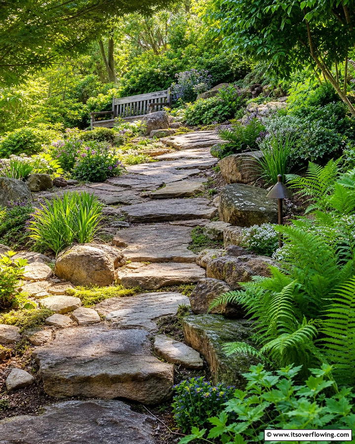Rustic Stone Pathway - 17 Rock Walkway Ideas for Natural and Low-Maintenance Paths