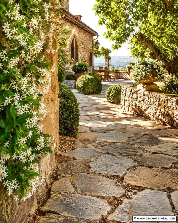 Rustic Stone Pathways - 25 Mediterranean Patio Ideas for Outdoor Living Spaces