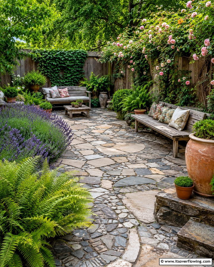 Rustic Stone Patio Garden - 30 Patio Garden Ideas for Lush Small-Space Greenery