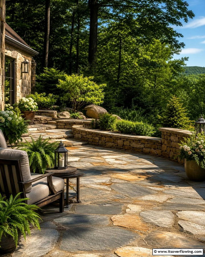 Rustic Stone Patio - 21 Backyard Patio Ideas for Creating Your Perfect Outdoor Oasis