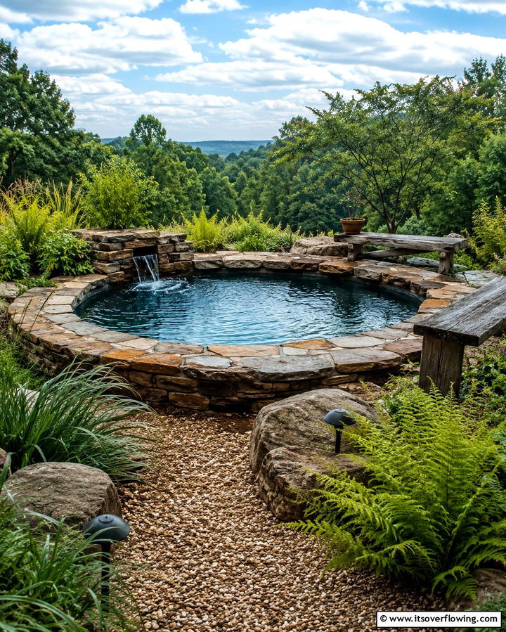 Rustic Stone Spool Pool - 25 Spool Pool Ideas for Compact Backyard Spaces