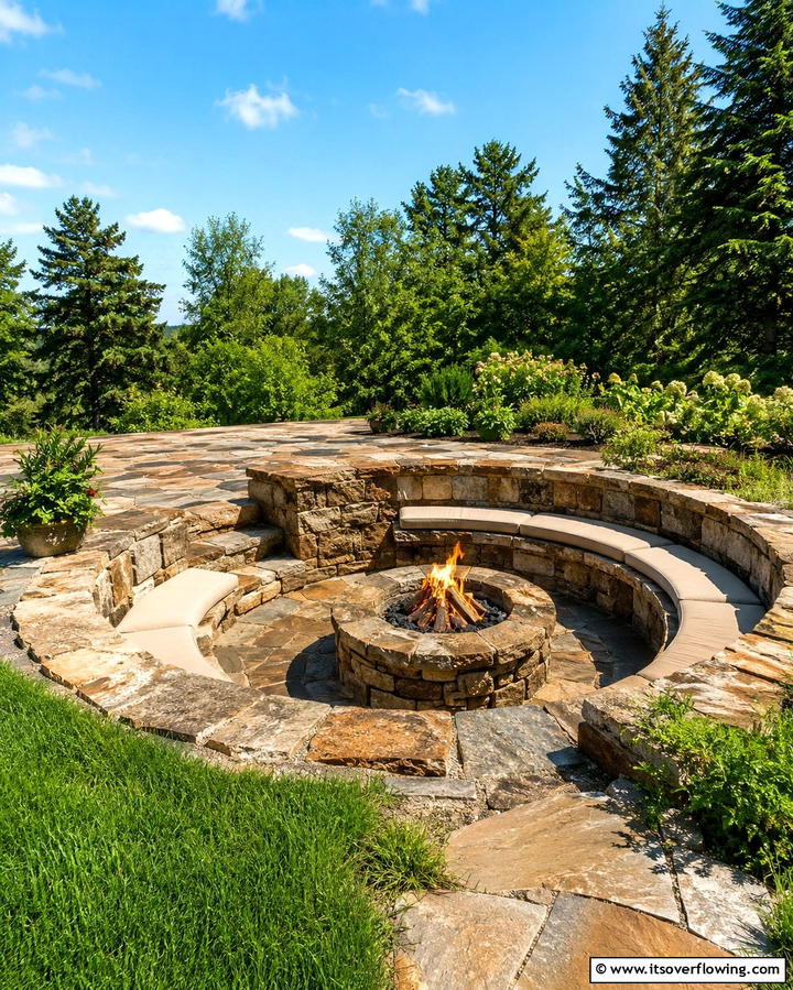 Rustic Stone Sunken Fire Pit - 25 Sunken Fire Pit Ideas for a Cozy Outdoor Gathering Spot