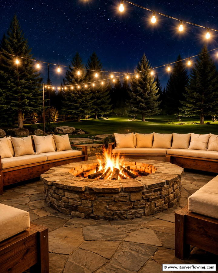 Rustic Stone Surround Fire Pit - 25 Wood Burning Fire Pit Ideas for Cozy Nights