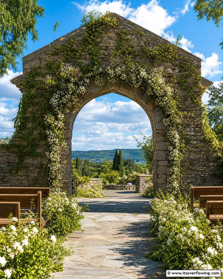 Rustic Stone Wedding Arch - 21 Beautiful Wedding Arch Ideas for Ceremony Backdrops