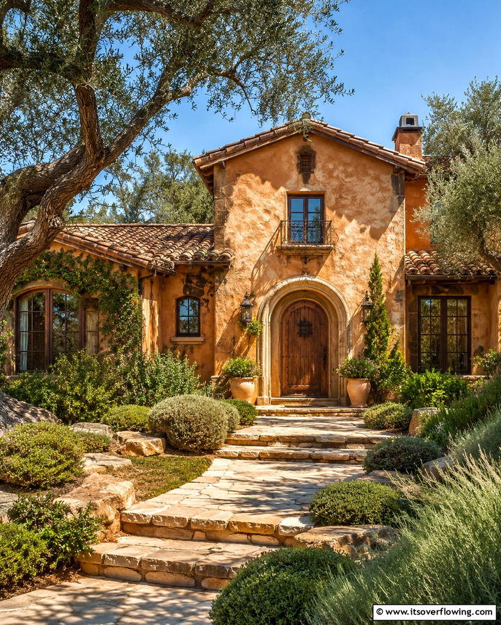 Rustic Stucco Facade - 30 Spanish Bungalow Exterior Ideas for Mediterranean Charm