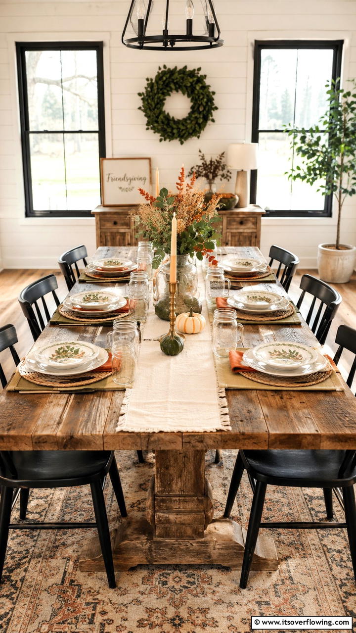 Rustic Table Setting - 30 Friendsgiving Decor Ideas for Festive Gatherings