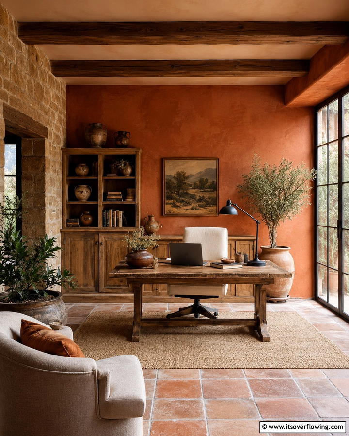 Rustic Terracotta Charm - 30 Home Office Paint Colors- Boost Productivity & Style