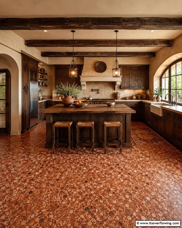Rustic Terracotta Terrazzo - 25 Terrazzo Kitchen Floor Ideas for a Unique Look