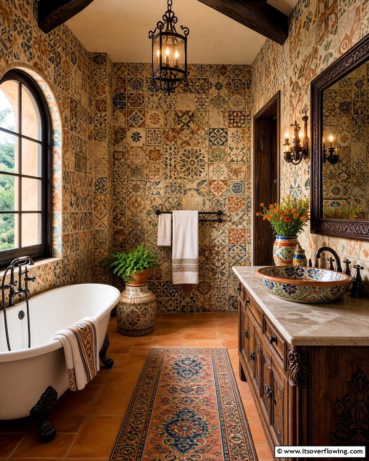 Rustic Tile Accents - 30 Spanish Style Bathroom Ideas for Mediterranean Flair