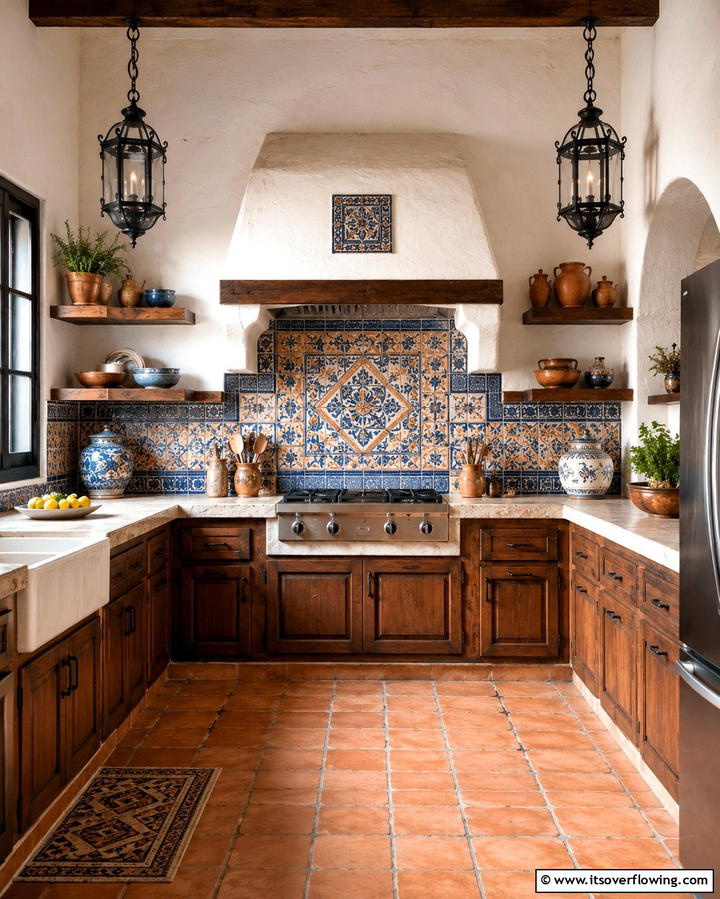 Rustic Tiled Backsplash - 30 Spanish Style Kitchen Ideas for Old-World Elegance