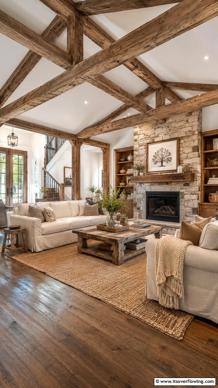 Rustic Timber Accents - 30 Exposed Beam Living Room Ideas for Rustic Charm