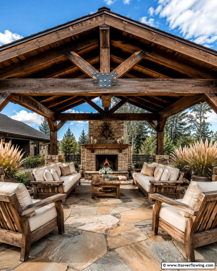 Rustic Timber Gable Roof Patio - 25 Gable Patio Roof Design Ideas for a Stylish Outdoor Space