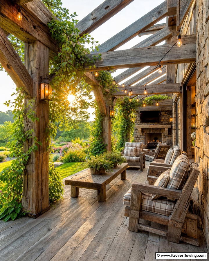 Rustic Timber Retreat - 21 Covered Patio Ideas for All-Weather Outdoor Living