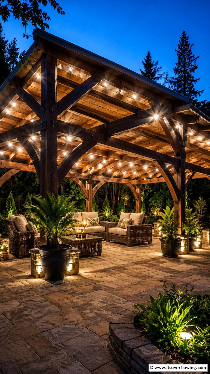 Rustic Torch Lighting - 30 Gazebo Lighting Ideas- Ambient Outdoor Illumination