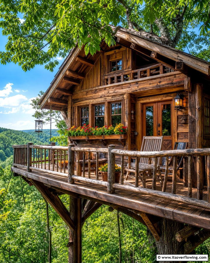 Rustic Tree Cabin Retreat - 25 Tree House Ideas for Magical Outdoor Adventures