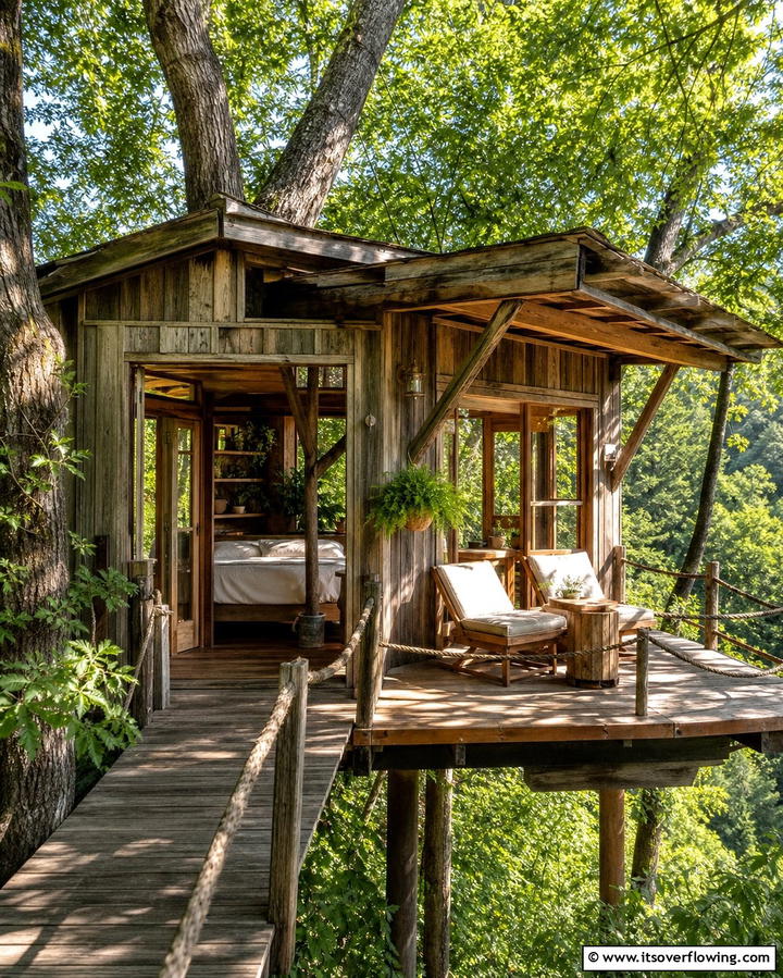 Rustic Treehouse Retreat - 25 Tree House Ideas for Magical Outdoor Adventures