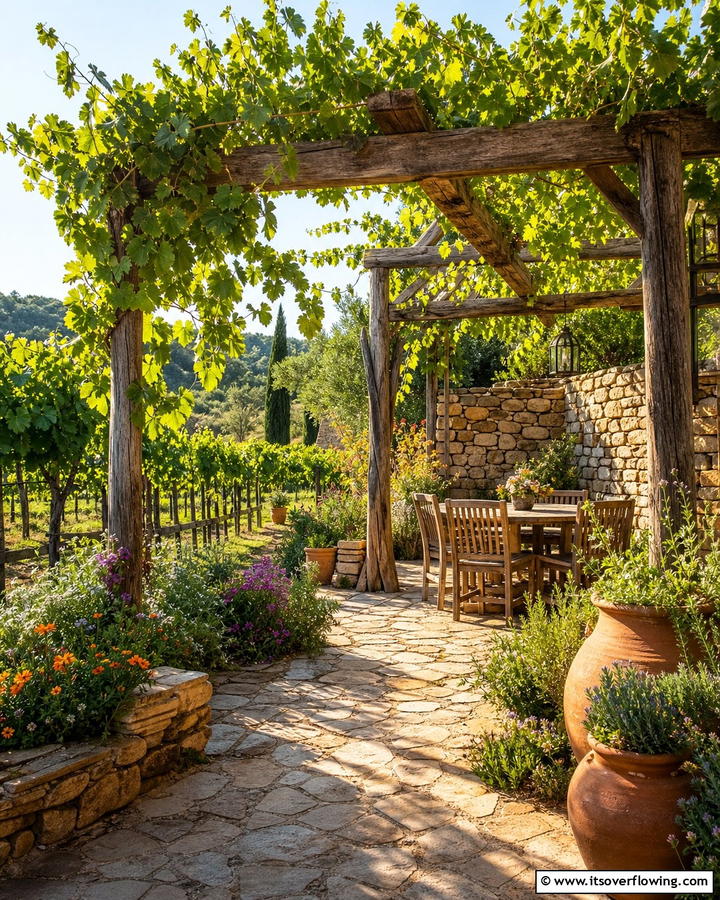 Rustic Vineyard Vibe - 30 Greek Garden Ideas- Mediterranean-Inspired Landscaping