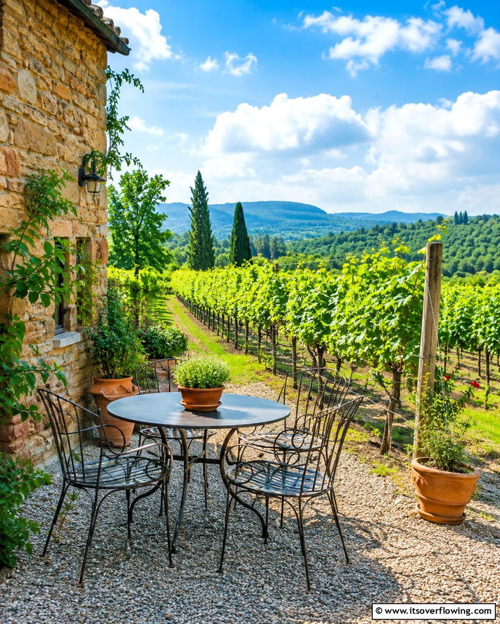 Rustic Vineyard Vignette - 30 Mediterranean Garden Ideas to Create a Coastal Oasis
