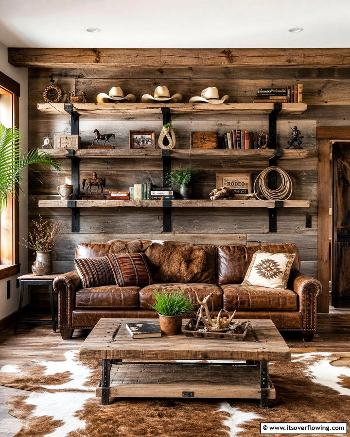 Rustic Wall Shelves - 20 Creative Cowboy Room Decor Ideas for a Rustic Look