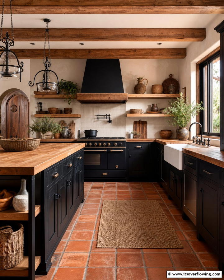 Rustic Warmth - 30 Kitchens With Black Cabinets for Bold Elegance