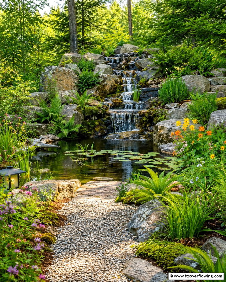 Rustic Water Feature Oasis - 30 Rustic Landscaping Ideas for Natural Yard Beauty