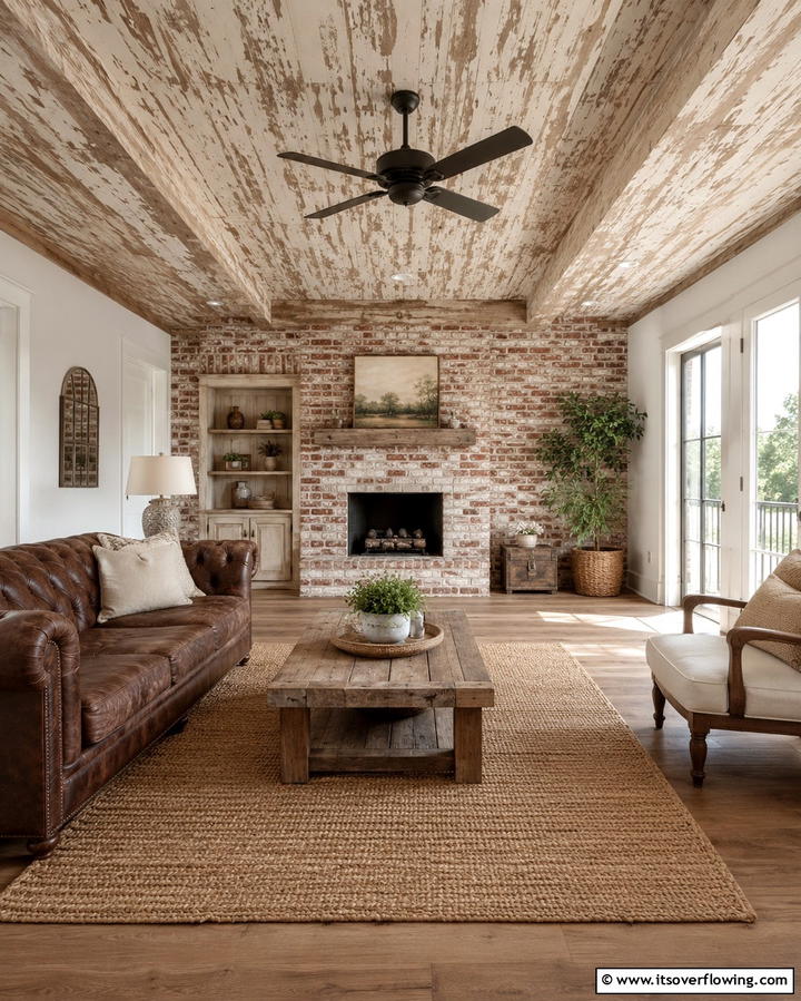 Rustic Weathered Ceiling - 30 Creative Ceiling Paint Ideas to Transform Any Room’s Ambiance