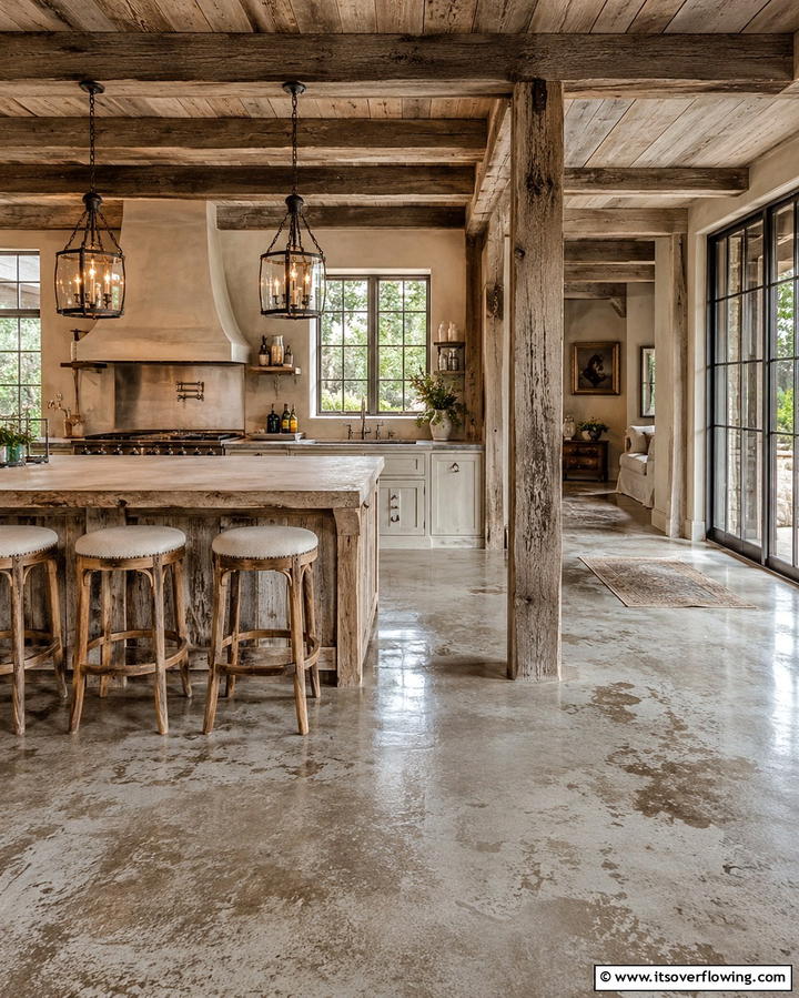Rustic Weathered Finishes - 25 Stained Concrete Floors for a Unique Look