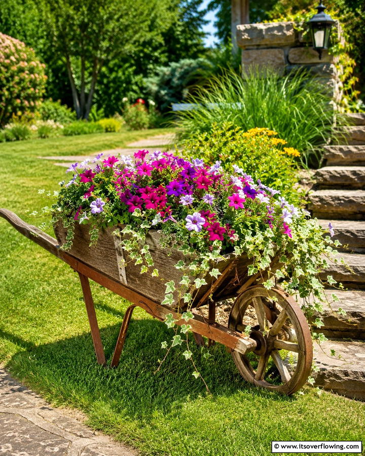 Rustic Wheelbarrow Planter - 25 Vintage Garden Ideas for a Timeless Outdoor Space