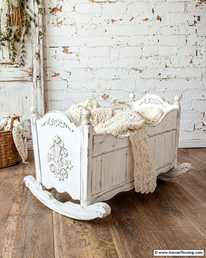 Rustic White Cradle Charm - 25 White Nursery Ideas for a Calming Baby Room