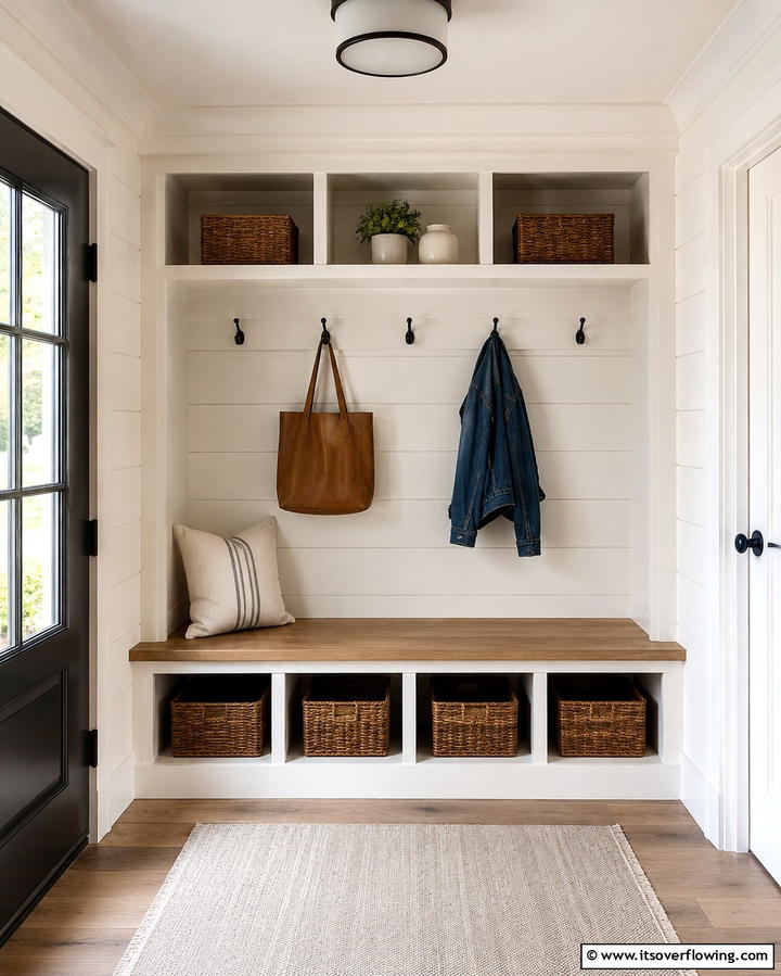 Rustic White Shiplap Entryway - 25 Shiplap Wall Entryway Ideas for a Welcoming First Impression