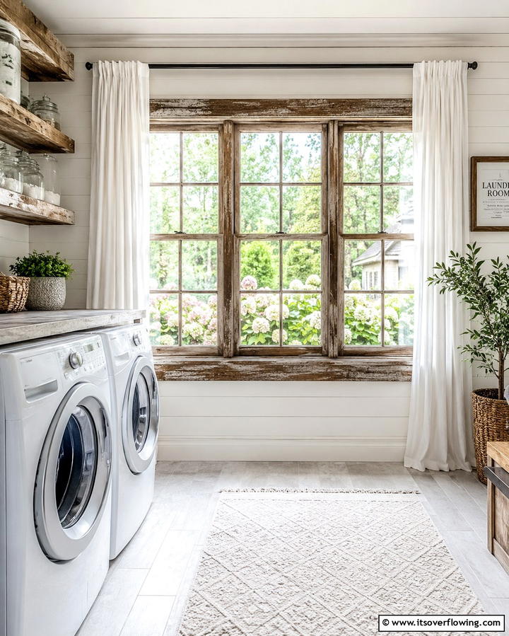 Rustic Window Frames - 30 Rustic Laundry Room Ideas for Functional Farmhouse Style
