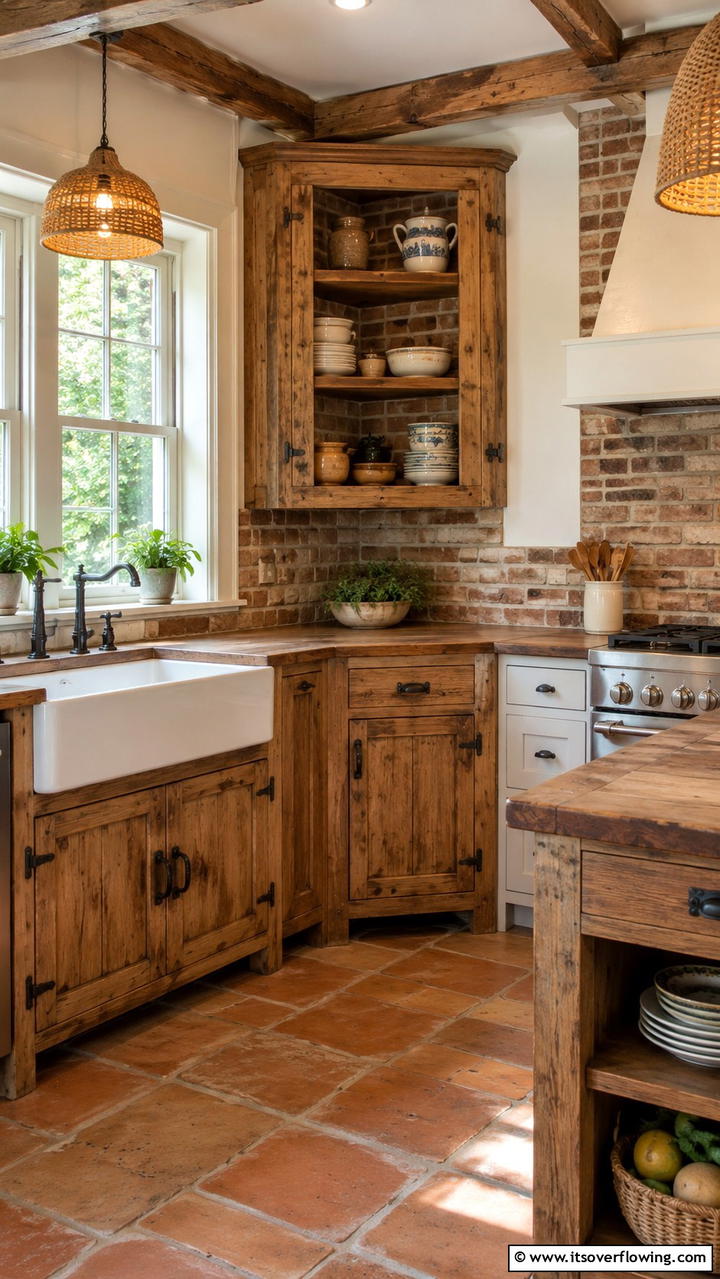 Rustic Wood Accent Cabinets - 30 Corner Cabinet Ideas to Maximize Storage in Any Room