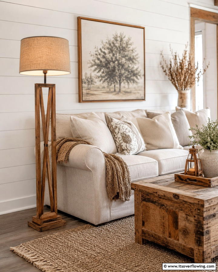 Rustic Wood Accent Lamp - 30 Living Room Floor Lamp Ideas- Stylish Lighting Solutions