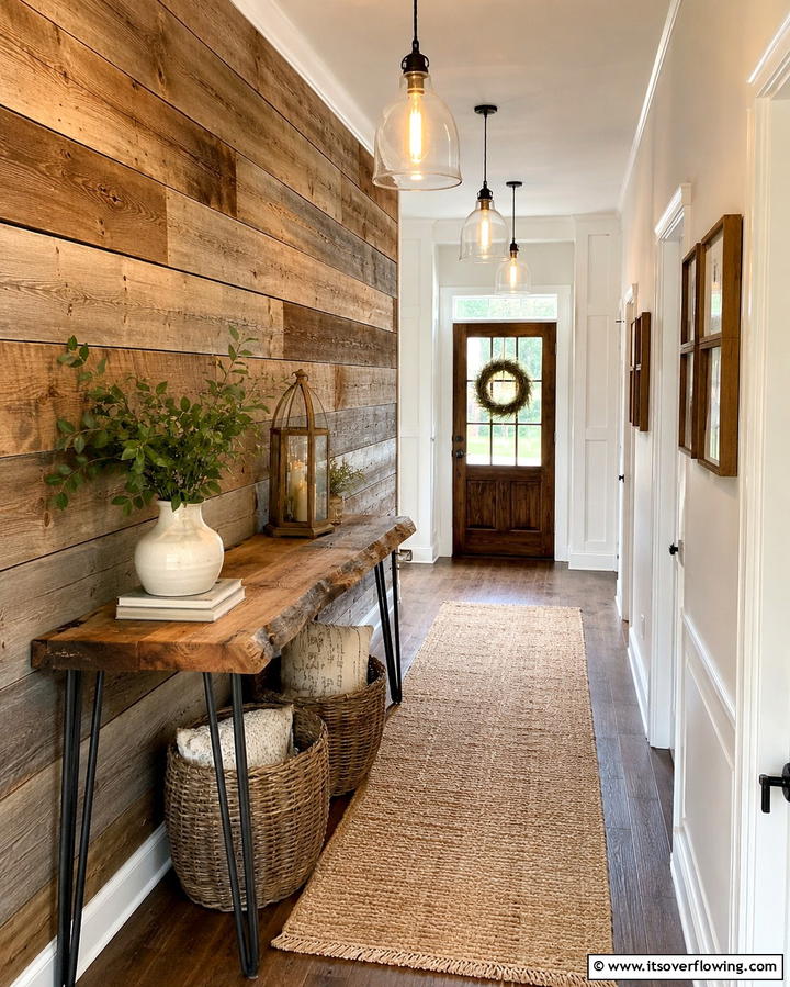 Rustic Wood Accents - 30 Hallway Decor Ideas to Maximize Narrow Spaces