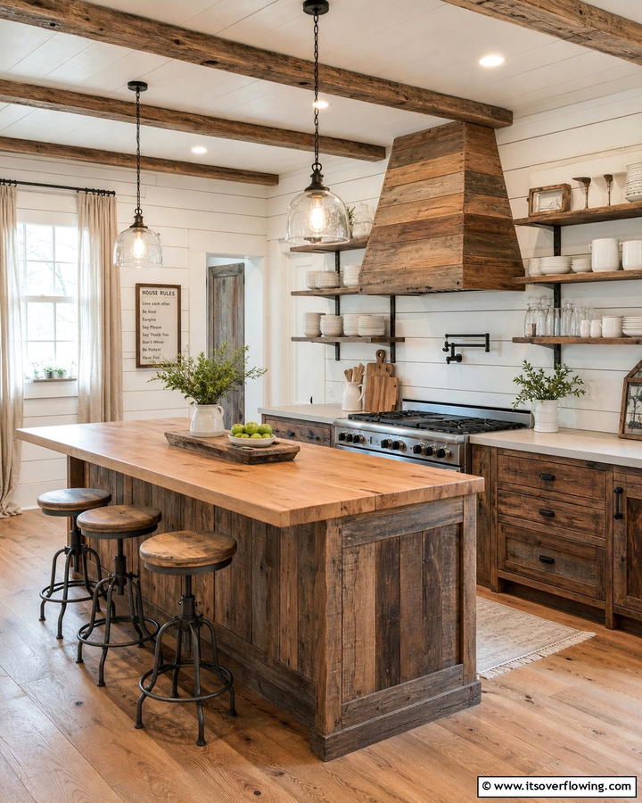 Rustic Wood Accents - 21 Rustic Kitchen Concepts for Warm Farmhouse-Inspired Designs