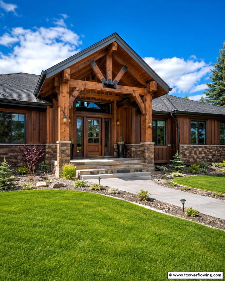 Rustic Wood Accents - 25 Ideas for Ranch-Style Home Exteriors