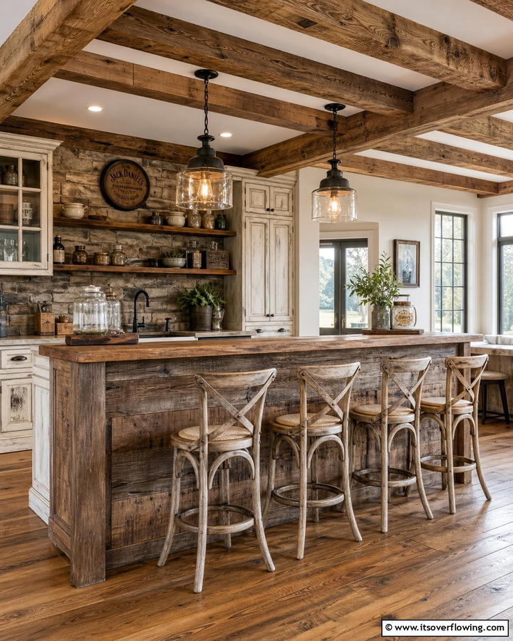 Rustic Wood Accents Bar - 30 Kitchen Bar Ideas for Casual Dining and Socializing