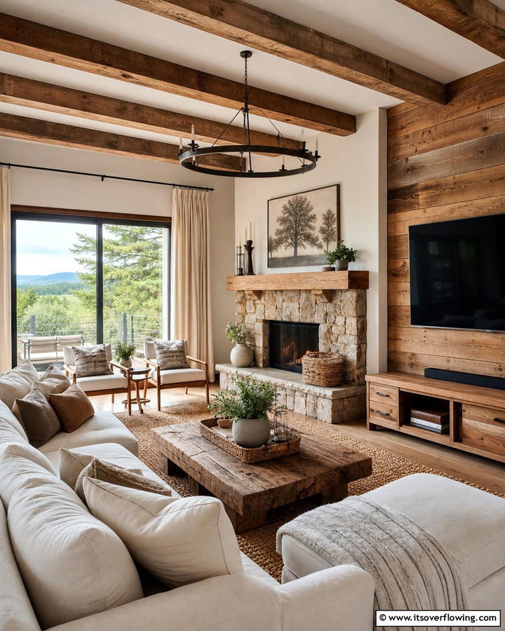Rustic Wood Accents - 21 Cozy Living Room Ideas for Warm & Inviting Spaces