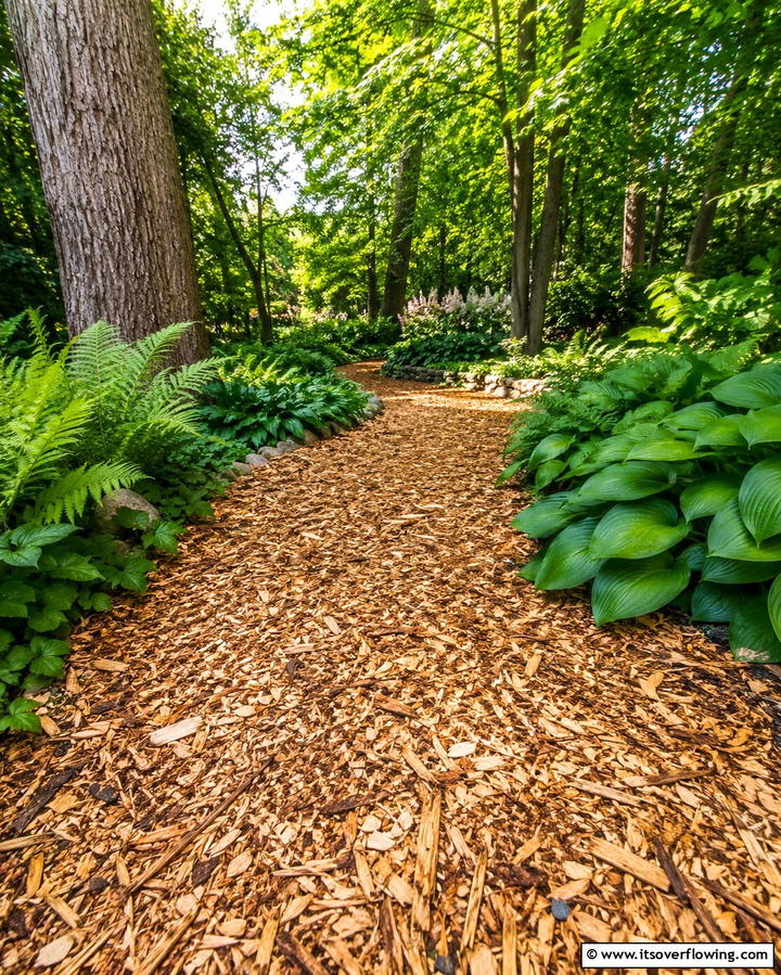 Rustic Wood Chip Mulch Pathways - 25 Mulch Pathway Ideas for a Beautiful Garden