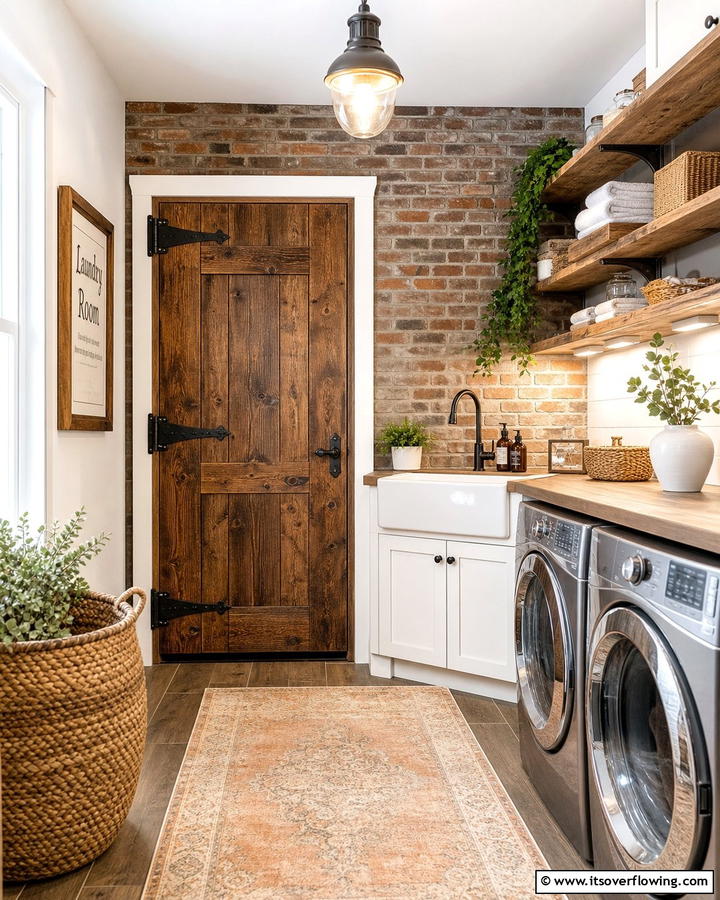 Rustic Wood Doors - 20 Laundry Room Door Ideas for a Stylish and Functional Space