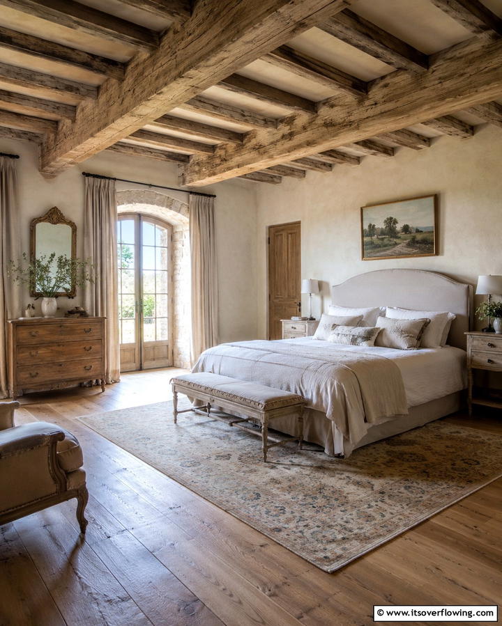 Rustic Wood Elements - 30 French Bedroom Decor Ideas for Elegant European Style