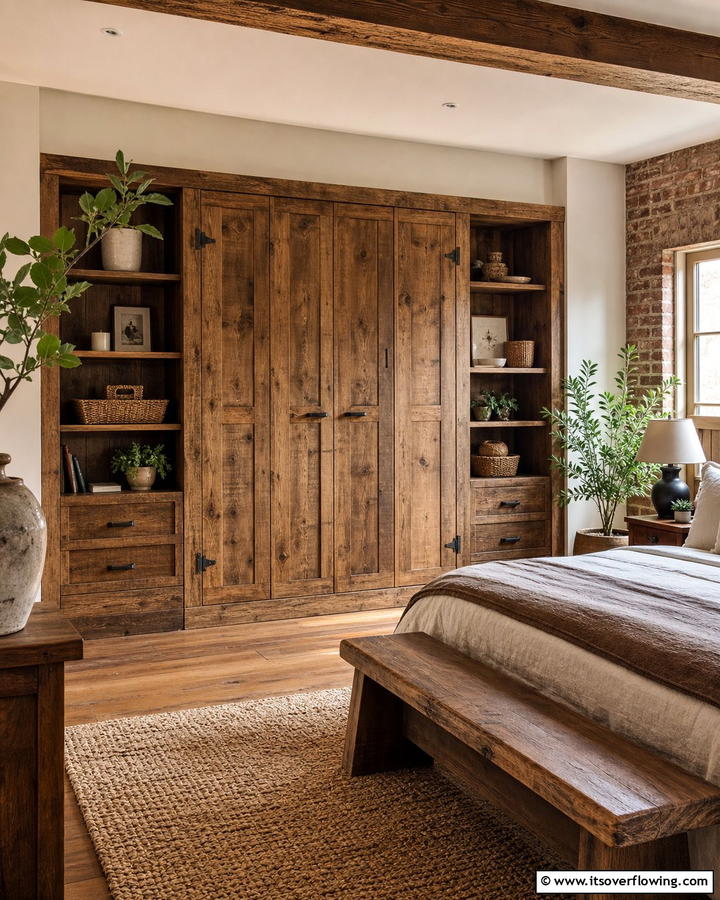 Rustic Wood Finishes - 21 Space-Saving Built-In Wardrobe Ideas for Organized Homes