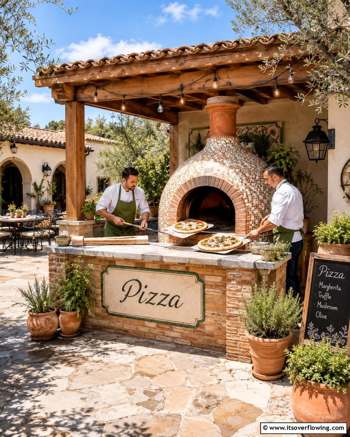 Rustic Wood Fired Pizza Station - 25 Wedding Buffet Ideas for a Memorable Reception