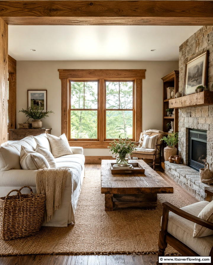 Rustic Wood Grain Trim - 25 Farmhouse Interior Window Trim Ideas for Charm