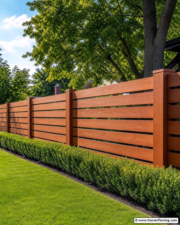Rustic Wood Horizontal Fence - 25 Unique Horizontal Fence Ideas for Modern Landscaping