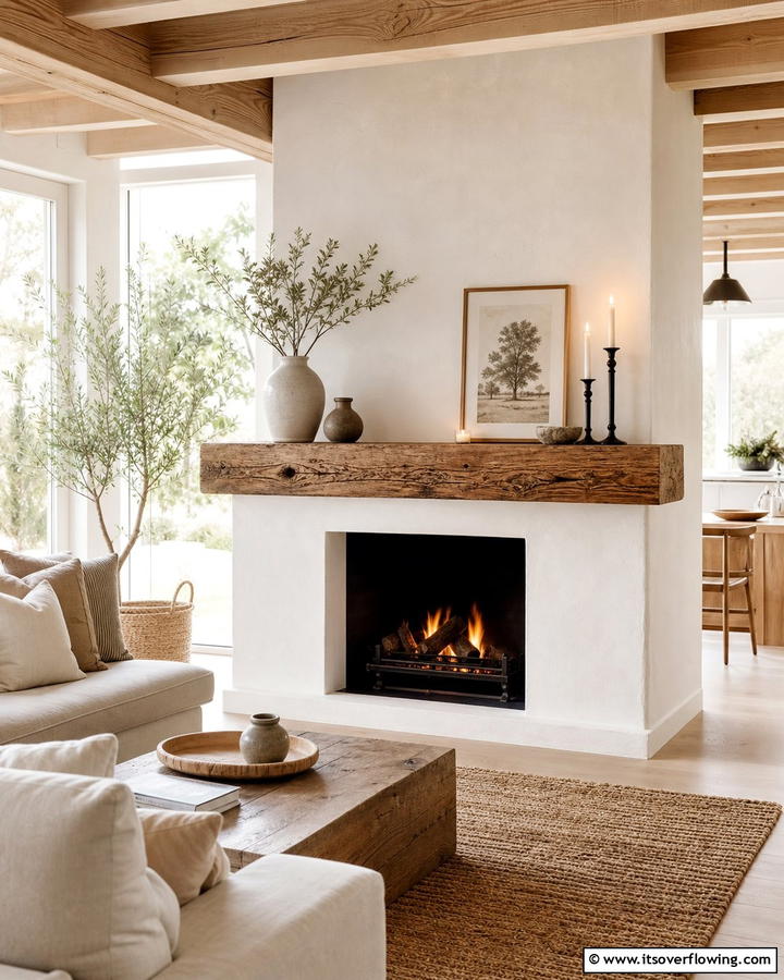 Rustic Wood Mantel for a Cozy Accent - 20 Scandinavian Fireplace Ideas for Cozy Homes