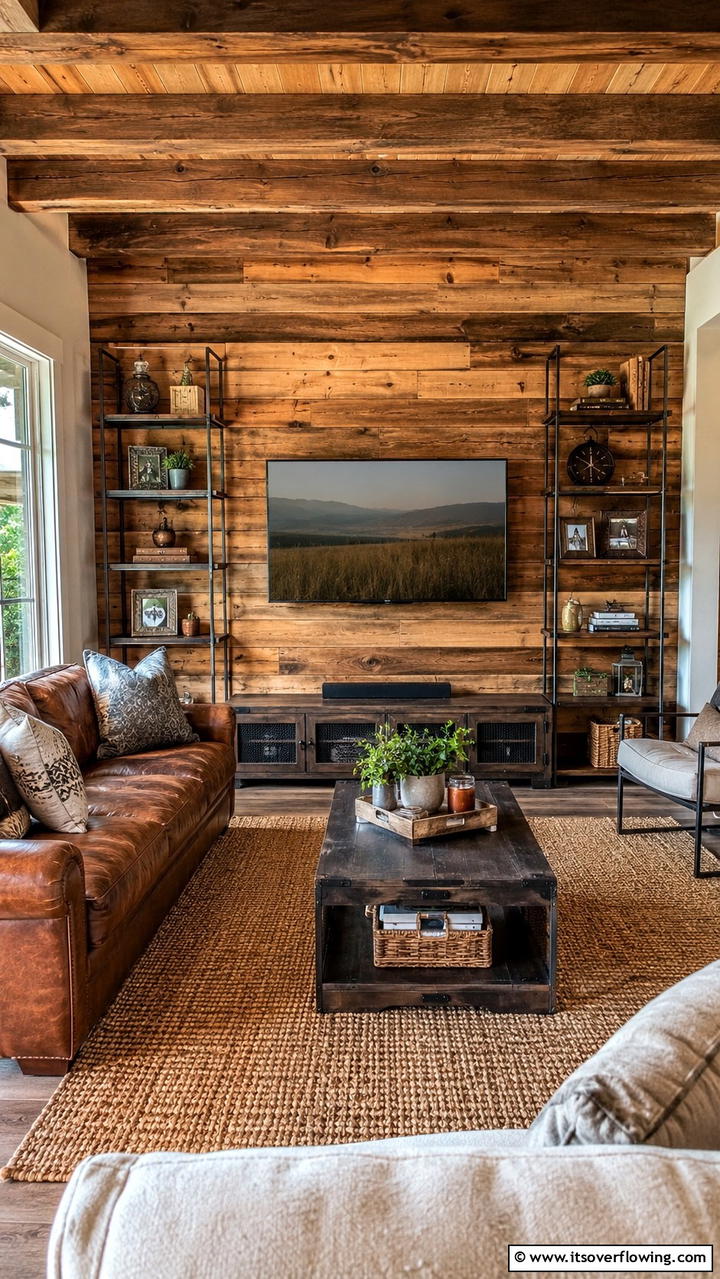 Rustic Wood Panel TV Wall - 21 Innovative TV Wall Ideas to Maximize Living Room Space